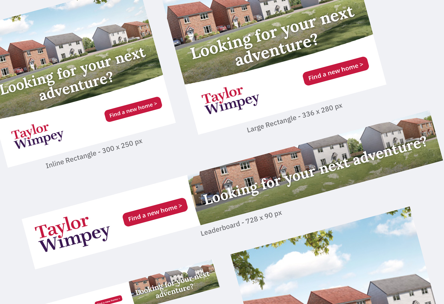 Marketing campaign for Taylor Wimpey in defend sizes and page layout styles