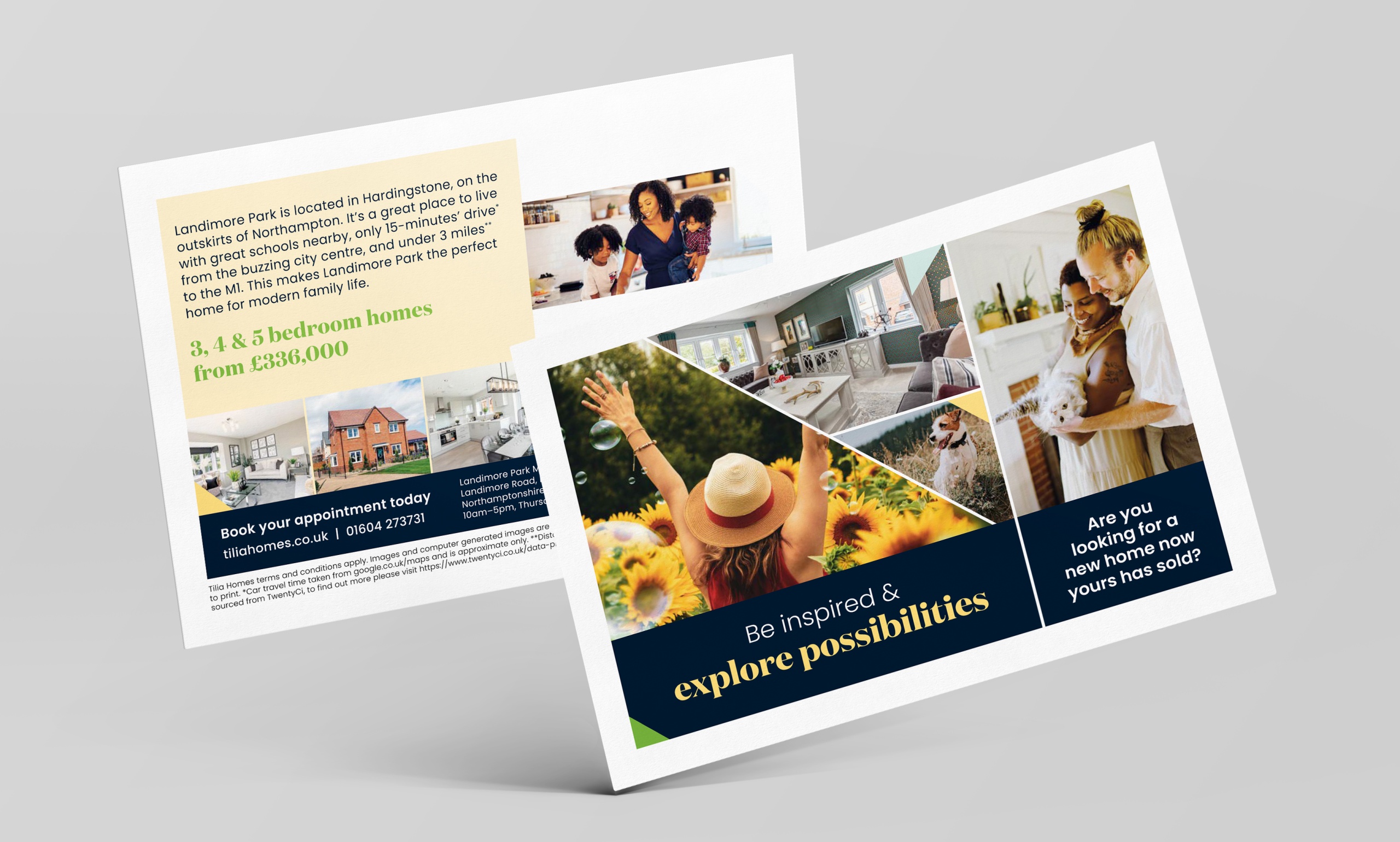marketing leaflets that contain information about a property companies development and images of the development